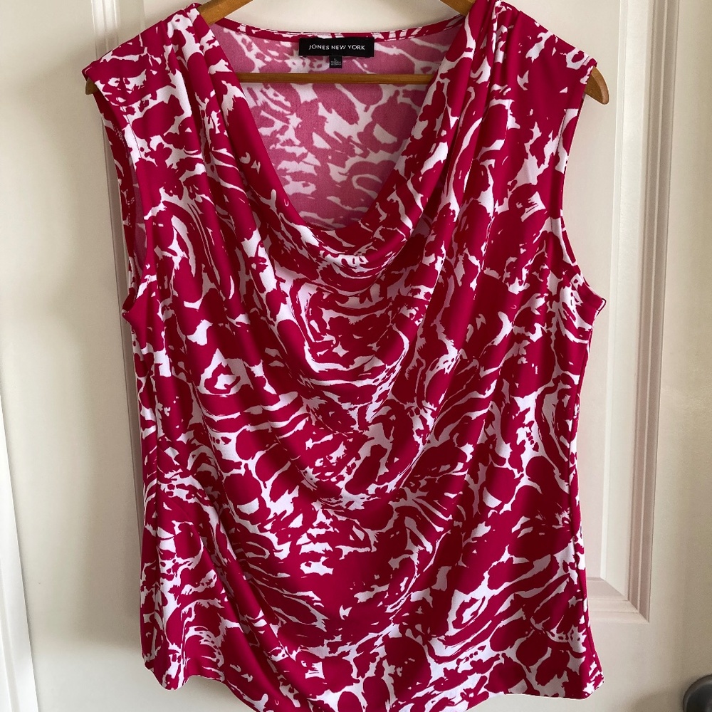 Jones New York Pink and White Sleeveless Top Blouse size L
